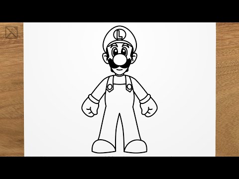 How to draw LUIGI (Super Mario) step by step, EASY