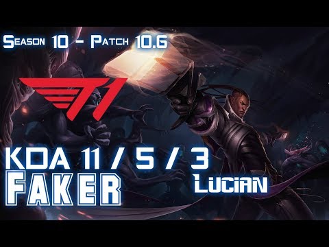 T1 Faker LUCIAN vs ZOE Mid - Patch 10.6 KR Ranked
