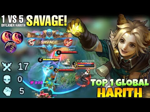 SAVAGE 1 VS 5 ! Harith Offlaner UNLIMITED DASH! Harith Best build 2021 | Top 1 Global Harith | MLBB
