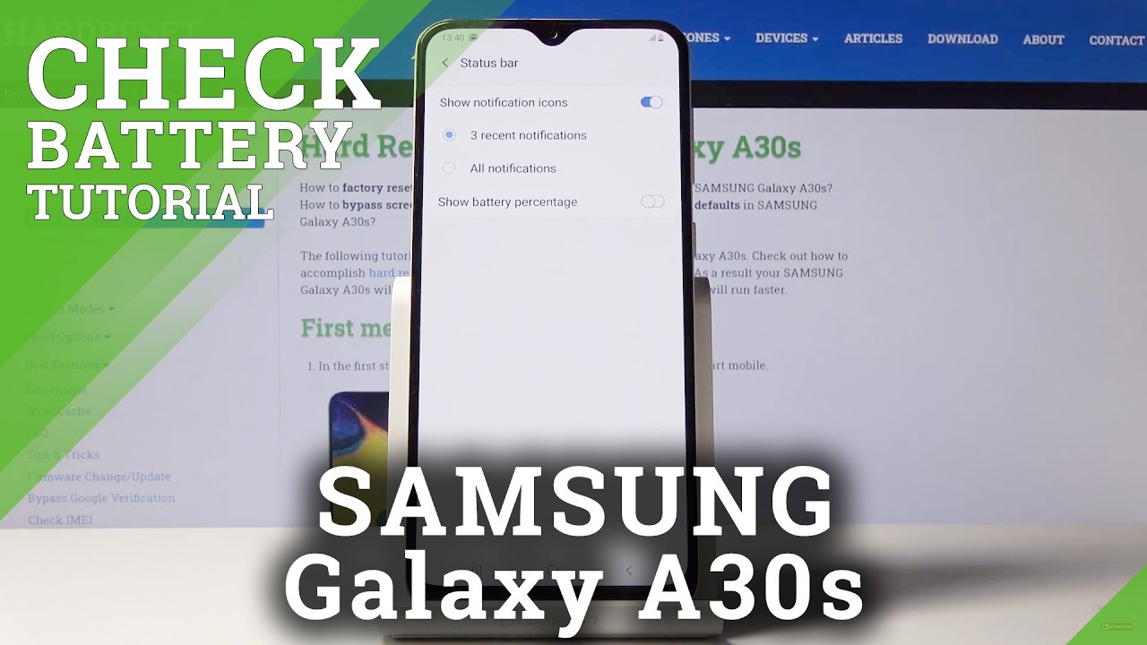 How to Enable Battery Percentage in Samsung Galaxy A30s – Battery Details