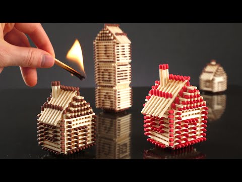 How to Make a Match House Town without Glue and Burn it