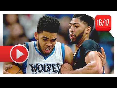 Karl-Anthony Towns vs Anthony Davis BIG MEN Duel Highlights (2017.02.10) Pelicans vs Wolves - CRAZY!