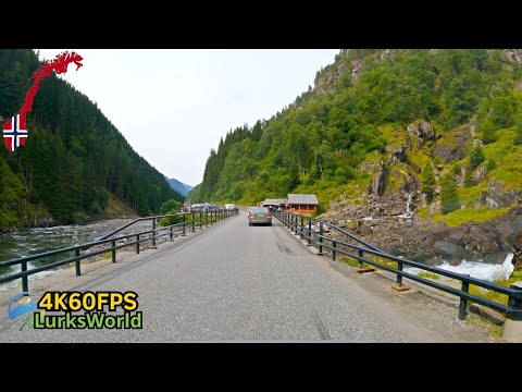 Scenic Drive in Norway - Langfoss Waterfall To Kinsarvik - 4K60
