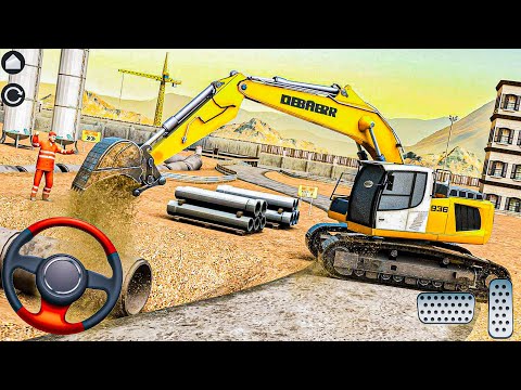 Heavy Excavator Driving Simulator - City Construction Town Builder - Android Gameplay