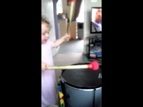 My baby sister new surdo player lol