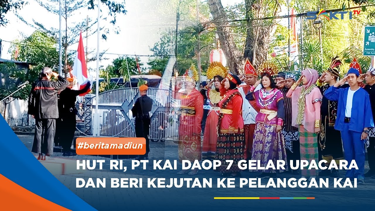 MADIUN - Memperingati HUT RI Ke 78, PT KAI Daop 7 Gelar  Upacara Dan Beri Kejutan Ke Pelanggan KAI