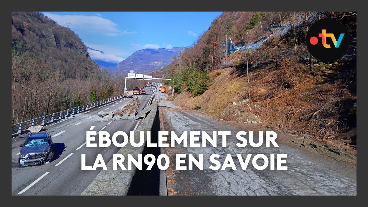 Éboulement sur la RN90, la route des stations de ski de Tarentaise