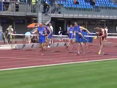 I. kolo Extraligy 110 m překážek finále A - vítěz Petr Svoboda 13,80.