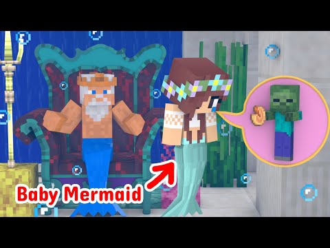 Baby Mermaid Ashore to Save Baby Zombie - Minecraft Animation