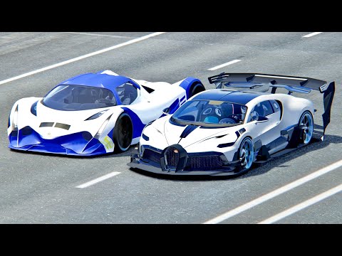 Bugatti Divo GTR vs Devel Sixteen - Drag Race 20 KM