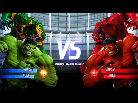 Anti-Venom & Green Hulk vs Red Carnage & Red Hulk  (Hardest AI) Marvel vs Capcom : Infinite