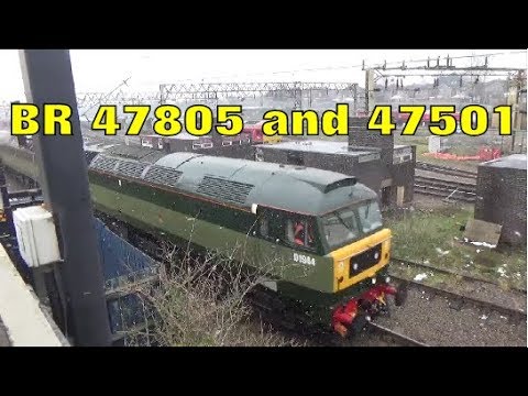 BR 47805 and 47501 with 5Z69 and 5Z70 at Bescot 6/2/18