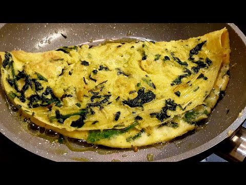 Omelette aux épinards frais et poireaux / plat délicieux /اومليط السبانخ