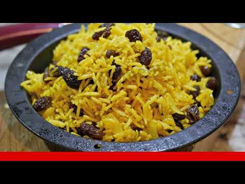 Basmati rice with raisins and spices in Indian style