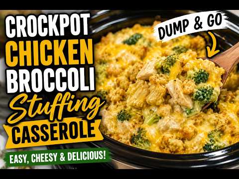 Dump & Go Crockpot Chicken Broccoli Stuffing Casserole | Easy Budget-Friendly Family Dinner!