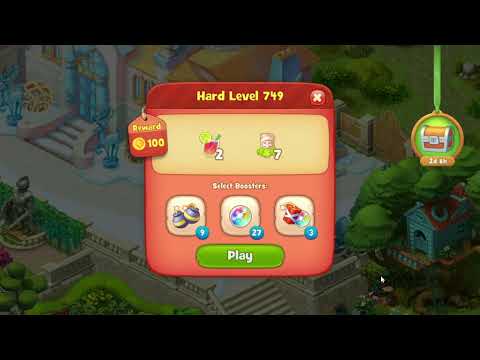 Gardenscapes 749 Hard Level - 15 moves - NO BooSTERS