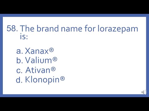 Top 200 Drugs Practice Test Question - the brand name for lorazepam is PTCB PTCE NAPLEX NCLEX Test P