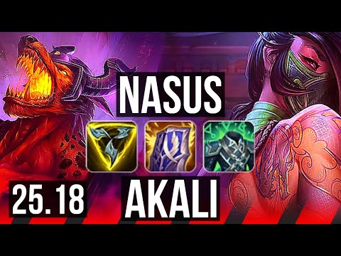 NASUS vs AKALI (TOP) | 10 solo kills, 49k DMG, Legendary, 21/4/7 | EUNE Challenger | 25.18
