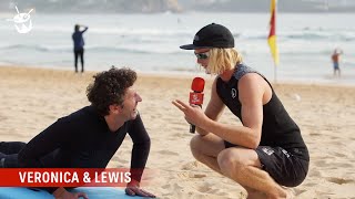 Lewis learns to surf with Hockey Dad