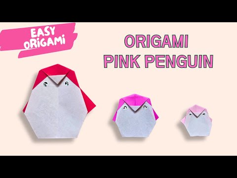 Pink Origami Penguin Tutorial Cute Paper Penguin Craft for Kids Beginners
