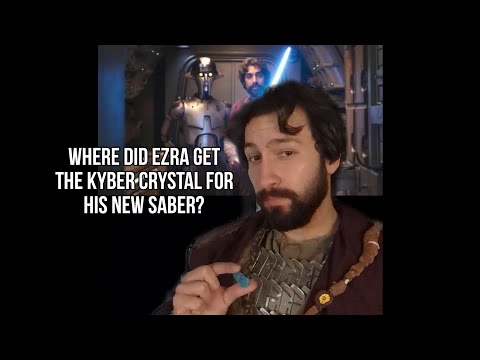 Where did Ezra get the kyber crystal for his new Lightsaber in the Ahsoka series?