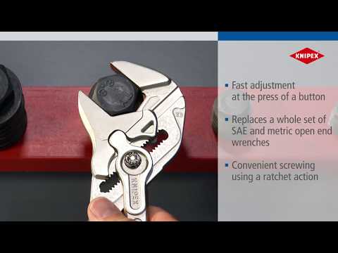 Mėlynas KNIPEX replės veržliaraktis 86 02 180 (raudona/mėlynas, ilgis 180m, reguliuojamas 15 kartų) video