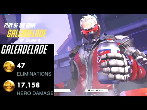 Gale Insane Soldier 76 Gameplay - 47 elims! POTG! [ Overwatch Season 31 Top 500 ]