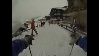 preview picture of video 'Bettmeralp - skiing through the village to apartment Gletscherfloh GoPro HD Hero 3'