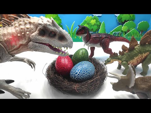 Indominus Rex Steal Dinosaur Eggs! 4D Dino Egg Puzzle. Triceratops Stegosaurus