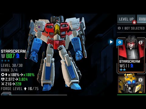 3* Starscream free!! Rank&Level up- Transformers forged to fight