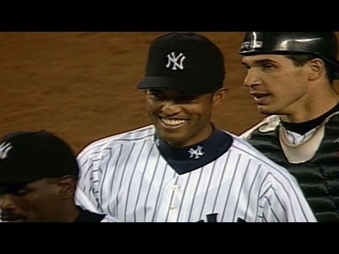 Mariano Rivera records his first career save