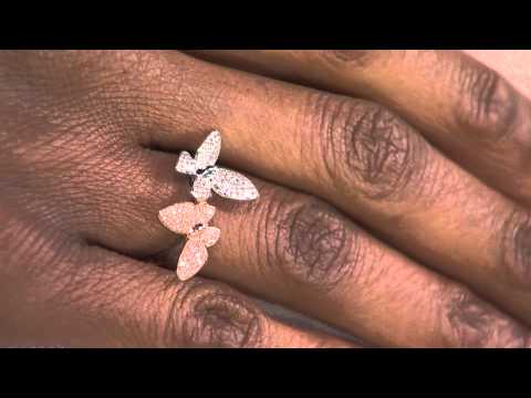 Two-Tone Double Butterfly Ring, Sterling, 1/3 cttw, by Affinity with Lisa Mason