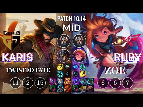 GEN Karis Twisted Fate vs RW Ruby Zoe Mid - KR Patch 10.14