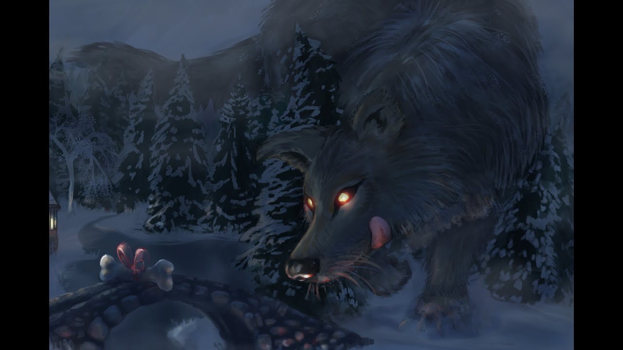 Landscape painting and big wolves in Krita