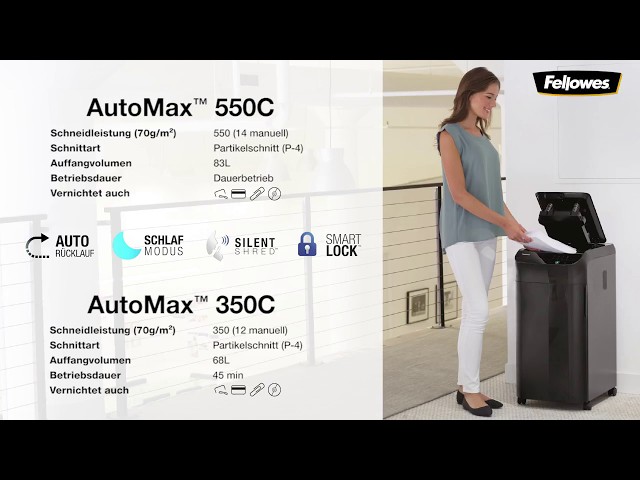 Video teaser for Fellowes automatische Aktenvernichter AutoMax™ 350C und 550C