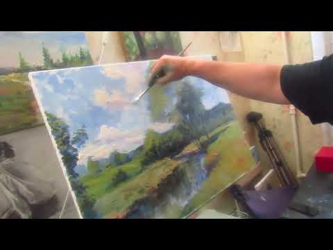 Forest landscape in oil, lessons for beginner artists. Full video tutorial. Artist Igor Sakharov
