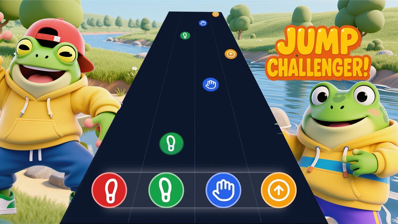 Funky Frog! Jump Challenge Game - Easy - Movement Songs for Toddlers - Brain Break