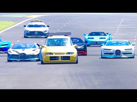 Renault Espace F1 vs Bugatti Supercars -  Spa