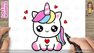 How to Draw a Cute Unicorn Simple & Easy for Kids step by step
