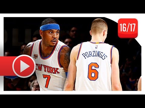 Carmelo Anthony & Kristaps Porzingis Full PS Highlights vs Wizards (2016.10.10) - 34 Pts Total