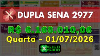 Resultado da Dupla Sena 2977, Quarta-feira, 01/07/2026