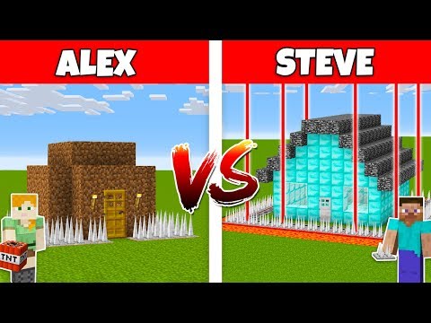 MINECRAFT - ALEX vs STEVE!  THE WORLD'S SAFEST HOUSE IN MINECRAFT - The Best Episodes