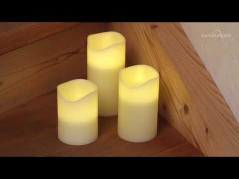 Lights4fun – Duo Di Candele LED A Colonna Effetto Marmo, Con Timer 6 Ore, Altezze 10 E 15 Cm