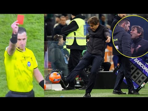 Antonio Conte rastet aus und erhält die Rote Karte beim Unentschieden von Neapel gegen Inter Mailand