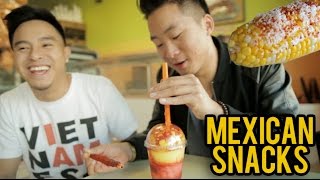 TRYING AUTHENTIC MEXICAN SNACKS (Chamango, Elotes) - Fung Bros Food