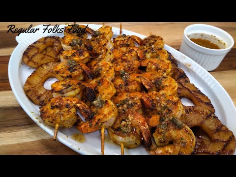 Spanish Style Grilled Shrimp w/ Pineapple and Caper Sauce