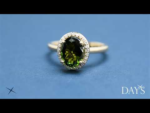 Maine Green Tourmaline Ring in 14kt Yellow Gold with Diamonds (1/10ct tw)