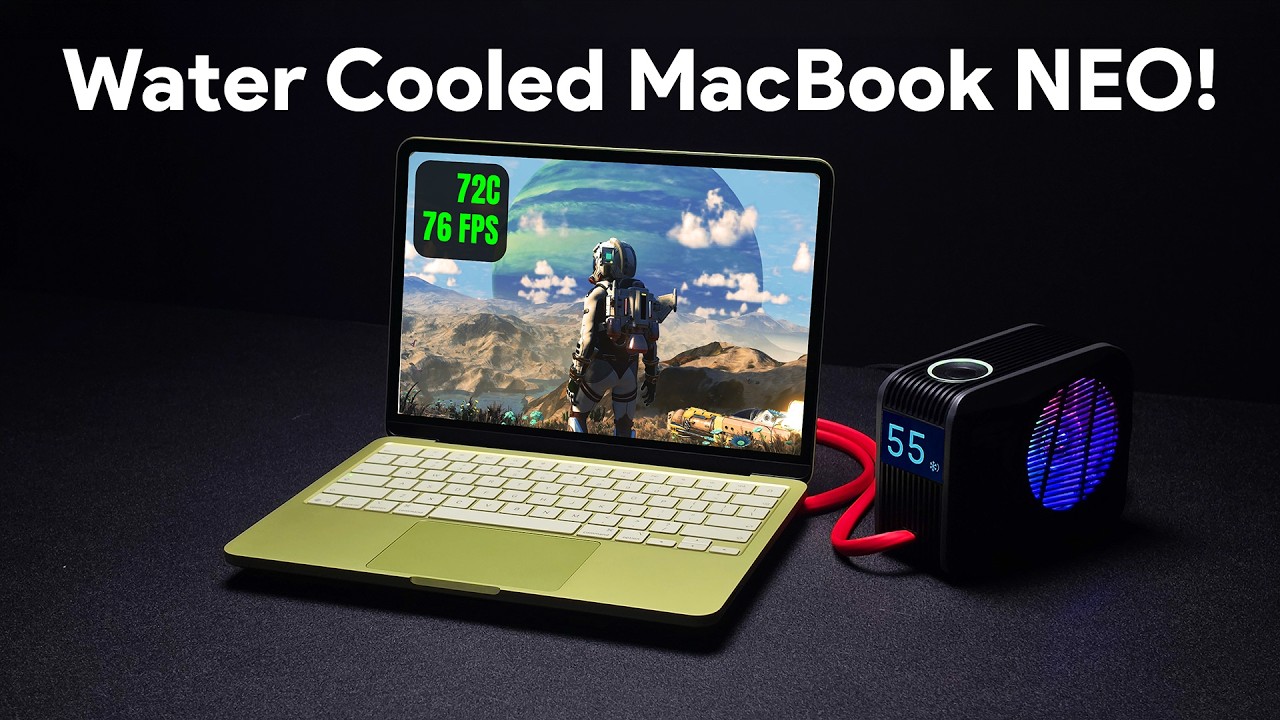 لقد قمت بتبريد جهاز MacBook Neo بالماء وضاعفت معدل الإطارات في الثانية! - يوتيوب