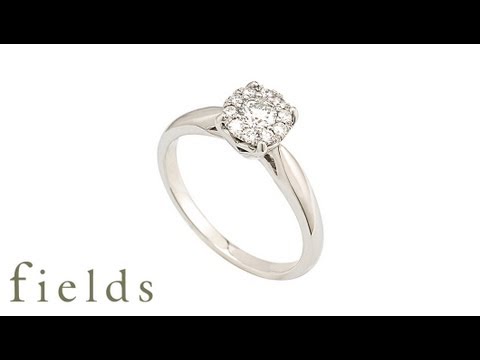 18ct White Gold Starburst Engagement Ring