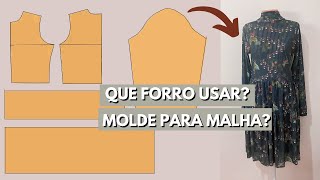 MODELAGEM VESTIDO DE MALHA COM MANGA LONGA E GOLA -PASSO A PASSO PARA INICIANTES - AULA DE MODELAGEM